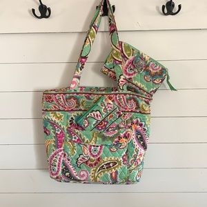 Vera Bradley 3pc Tote Set Purse/Tote w/large wallet & coin purse
